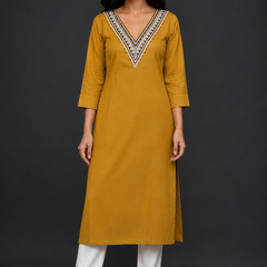Women’s Rani Pink Embroidered Straight Kurta