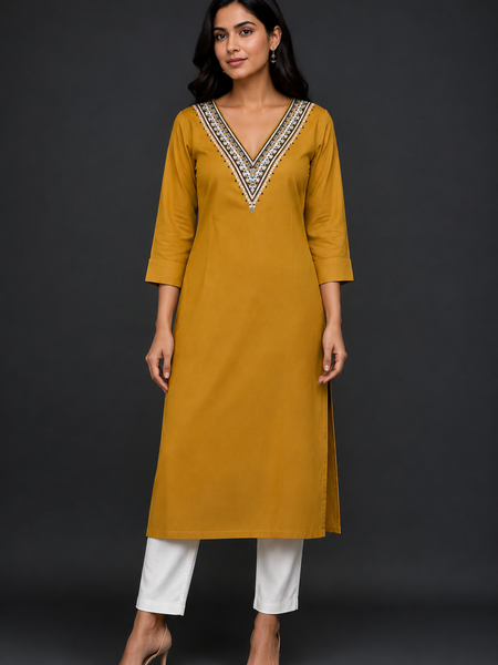 Women’s Rani Pink Embroidered Straight Kurta