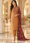 Corduroy Camel Mustard Kashmiri Embroidered Kurta Pant with Maroon Printed Shawl Set