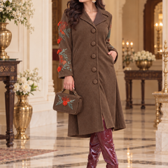 Floral Embroidered Long Winter Coat
