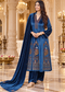 Royal Sapphire Blue Velvet Peacock Embroidered Anarkali Suit Set