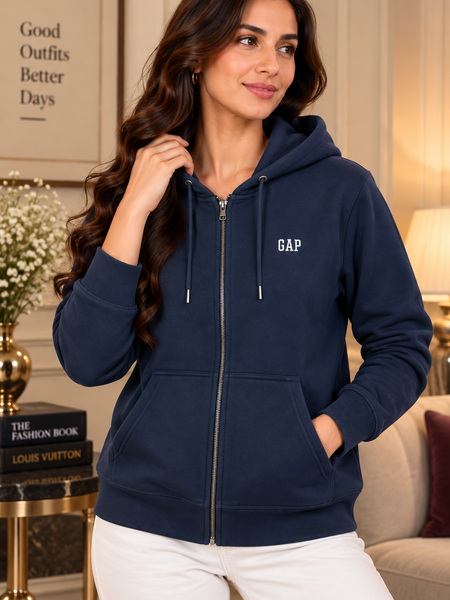 Women’s Premium Full-Zip Hooded Sweatshirt with Pockets – Taupe