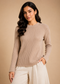 Women’s Chocolate Brown Ribbed Knit Round Neck Sweater