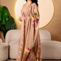 Beige Floral Printed Cotton Suit Set with Dupatta for Women | Elegant Everyday Ethnic Wear