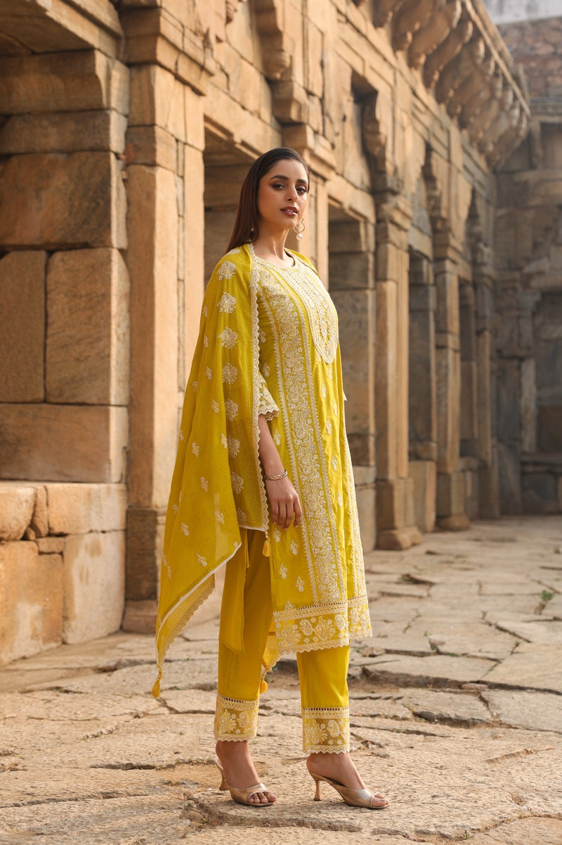 Mulson Mist Blue Embroidered Suit Set