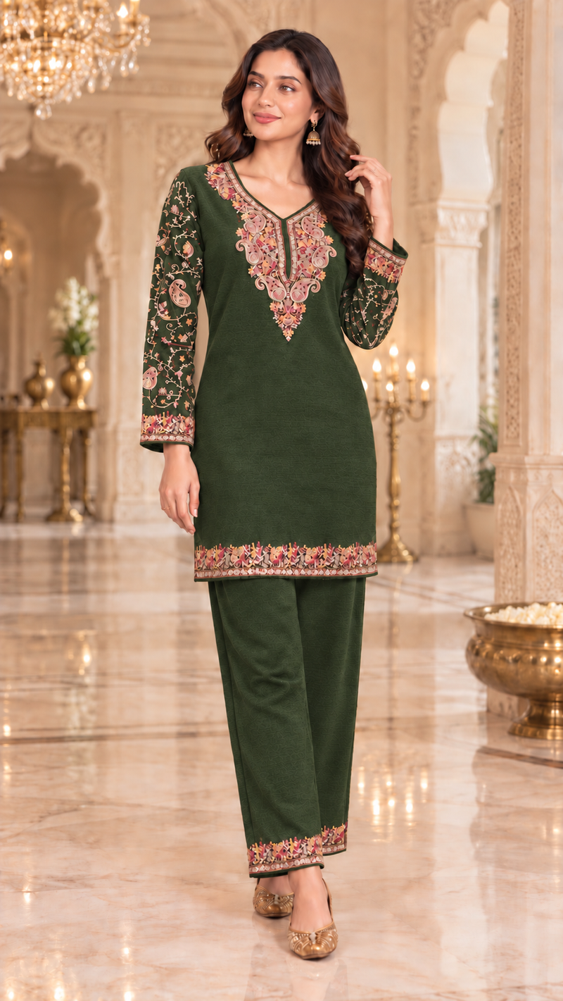 Noor Kashmiri Embroidered Woollen cordSet