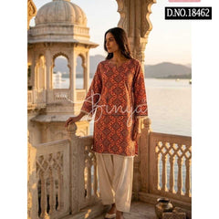 Dusty Pink Embroidered Kurta with Cream Palazzo Set for Women | Elegant Ethnic Wear