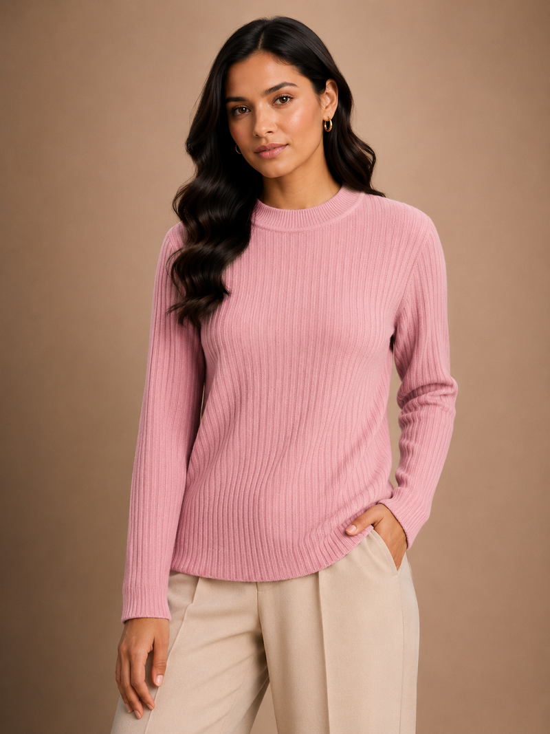Women’s Ribbed Knit Round Neck Sweater