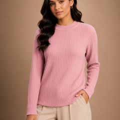 Women’s Ribbed Knit Round Neck Sweater