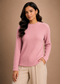 Women’s Chocolate Brown Ribbed Knit Round Neck Sweater