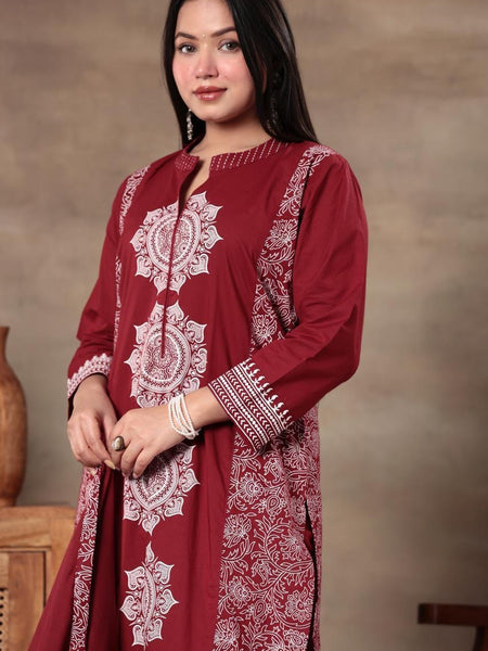 Crimson Heritage Printed Kurta Set with Dupatta