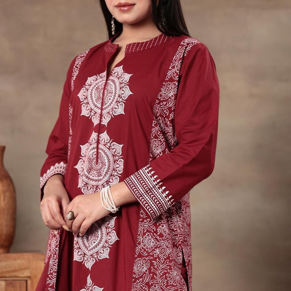 Crimson Heritage Printed Kurta Set with Dupatta