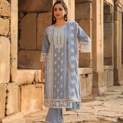 Mulson Mist Blue Embroidered Suit Set