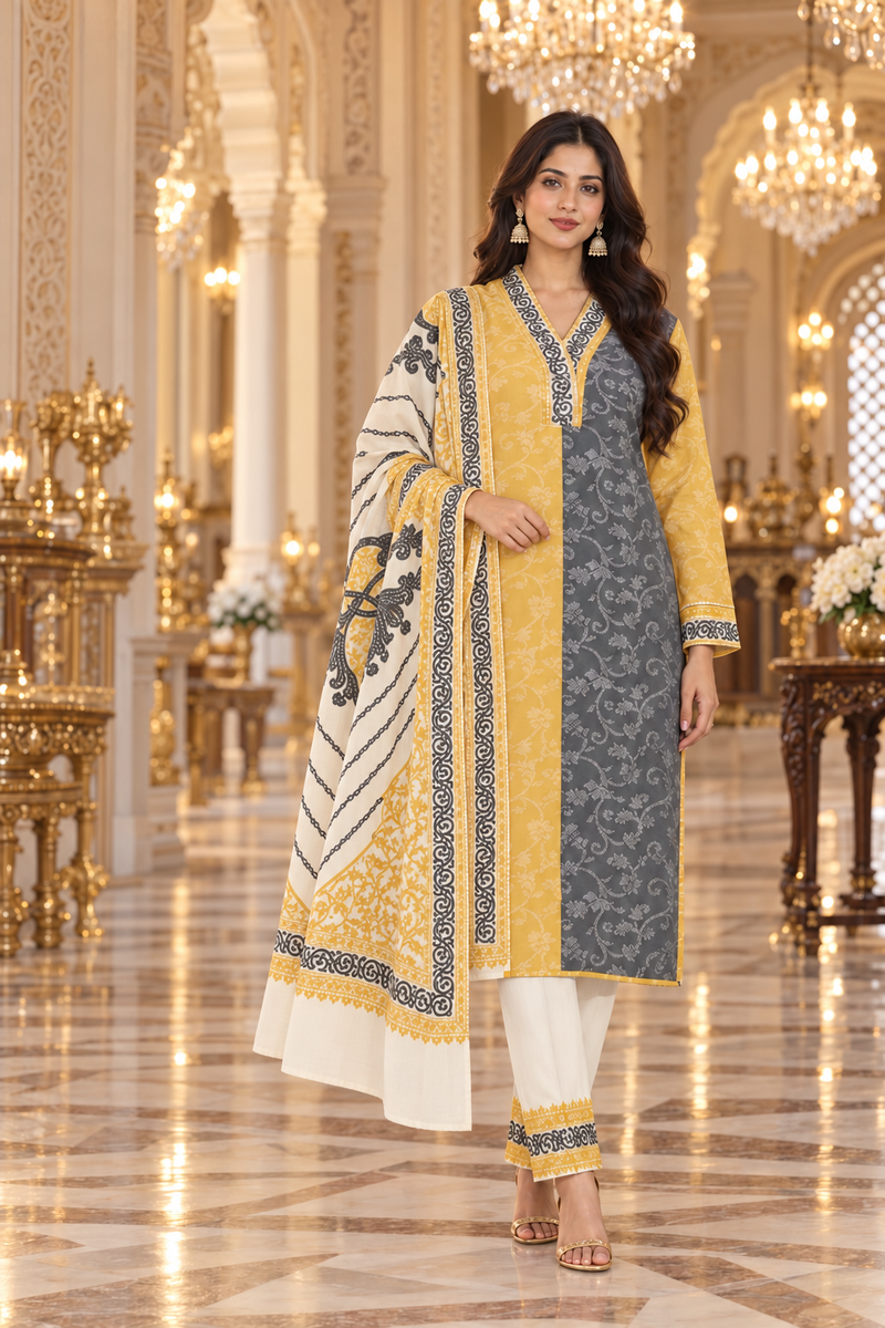 Floral Embroidered 3-Piece Suit Set