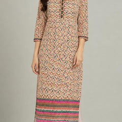 Women’s Beige Multi Floral Printed Straight Kurta