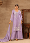 Women’s Steel Blue Embroidered Kurta Palazzo Set with Dupatta | Festive Ethnic Wear