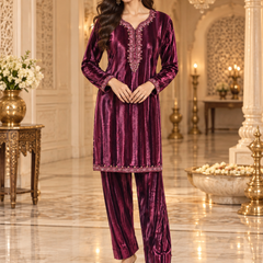 Velvet Embroidered Co-ord Set