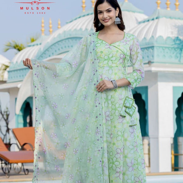 Anarkali Kurta Set  Floral Printed with Dupatta
