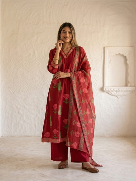 Mulson Scarlet Gulbagh Suit Set