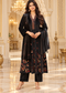 Black Velvet Floral Embroidered 3-Piece Winter Suit Set