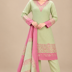 Woollen Embroidered Winter Suit Set with Stole