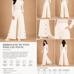 Women’s Premium Ribbed Knit Wide-Leg Pants with Button Detail