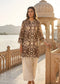 Women’s Brown Abstract Printed Straight Kurta with Ivory Palazzo | Elegant Casual Ethnic Wear