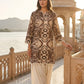 Women’s Brown Abstract Printed Straight Kurta with Ivory Palazzo | Elegant Casual Ethnic Wear