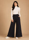 Women’s Premium Ribbed Knit Wide-Leg Pants with Button Detail