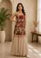 Women’s Beige Floral Printed Kurta with Organza Sharara & Dupatta | Festive Ethnic Suit Set