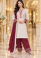 Ivory & Maroon Embroidered Winter Kurta Farshi Salwar Dupatta Set