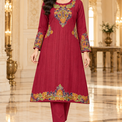 Embroidered A-Line Kurta Set