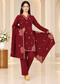 Embroidered Winter Kurta Pant & Shawl 3-Piece Set
