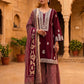 Women’s Maroon Embroidered Kurta Patiala Set with Printed Dupatta | Traditional Ethnic Suit for Women