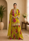 Women’s Grey Floral Printed Kurta with Embellished Sharara & Net Dupatta | Designer Festive Ethnic Suit Set