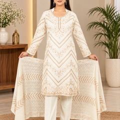 Embroidered 3-Piece Kurta Pant & Dupatta Set