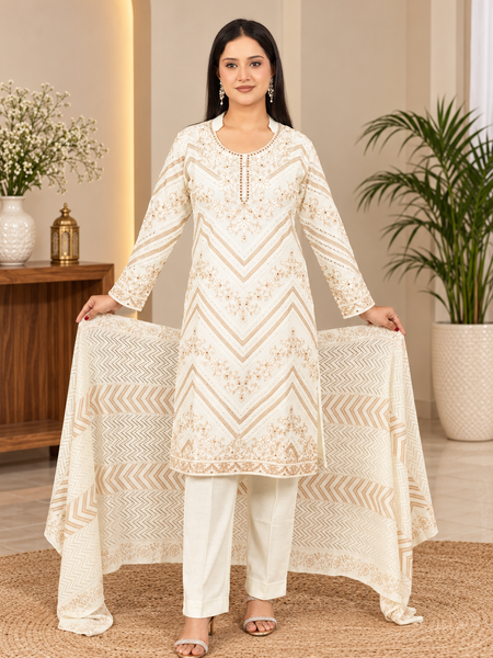 Embroidered 3-Piece Kurta Pant & Dupatta Set