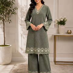 Aurelia Wine Embroidered Winter Co-ord Set