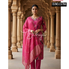 Elegant Embroidered V-Neck Kurta Set with Dupatta – Premium Ethnic Women’s Suit