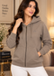 Women’s Premium Full-Zip Hooded Sweatshirt with Pockets – Taupe