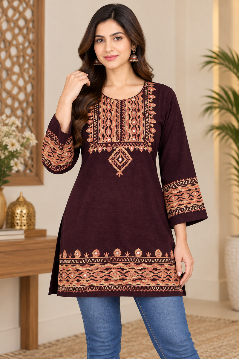 Kashmiri Embroidered Short Kurti