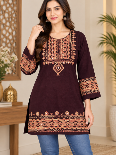 Kashmiri Embroidered Short Kurti