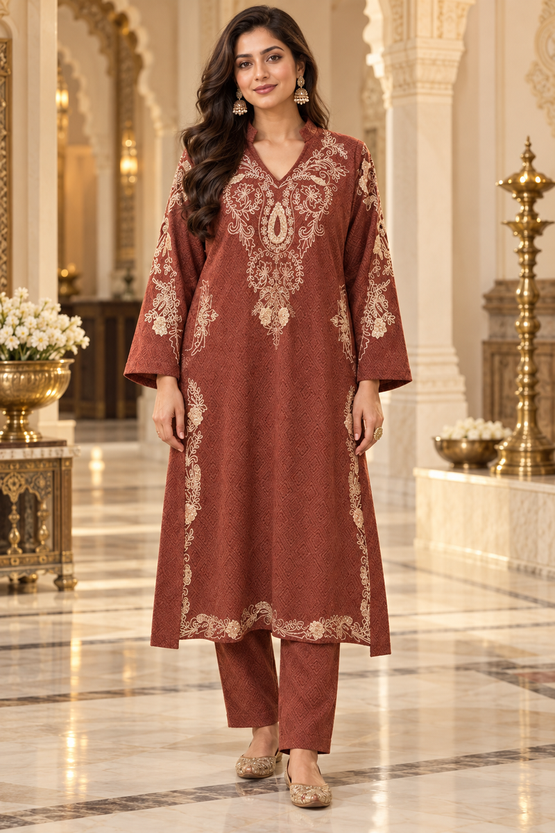 Kashmiri Embroidered Kurta Pant Set