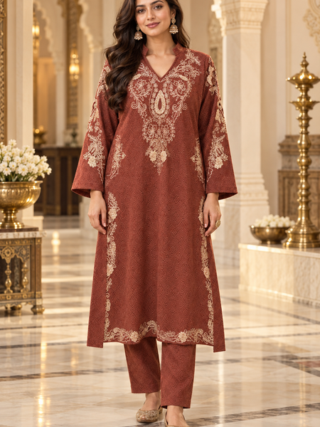 Kashmiri Embroidered Kurta Pant Set