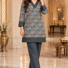 Karachi Wool Paisley Print Winter Co-ord Set