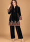 Ruby Wine Velvet Embroidered Co-ord Set