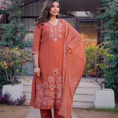 Premium Mul Chanderi Appliqué & Mirror Work Kurta Set with Dupatta