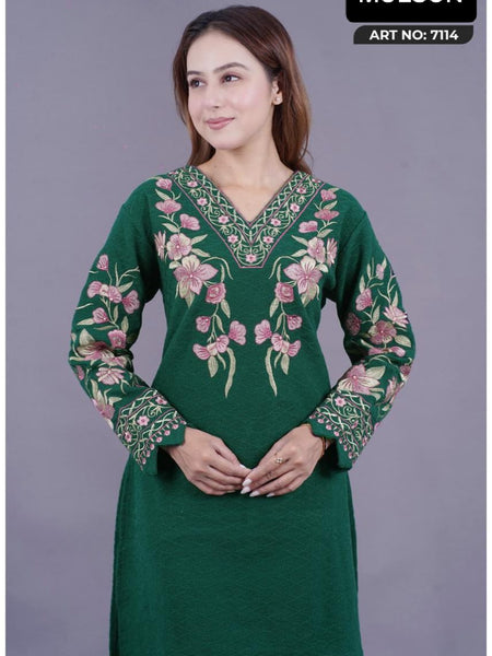 Stay effortlessly elegant with this premium embroidered winter suit in royal plum. Designed with intricate floral thread work on a warm, soft fabric – perfect for everyday comfort and festive charm.