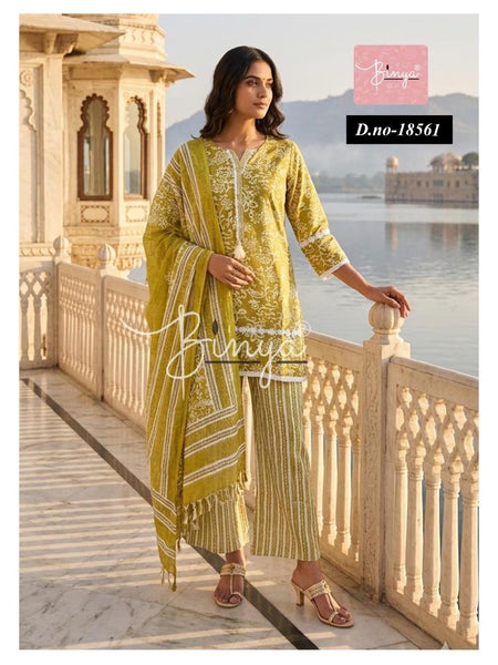 Charcoal Grey Printed Cotton Suit Set with Dupatta for Women | Ethnic Kurta Palazzo Set
