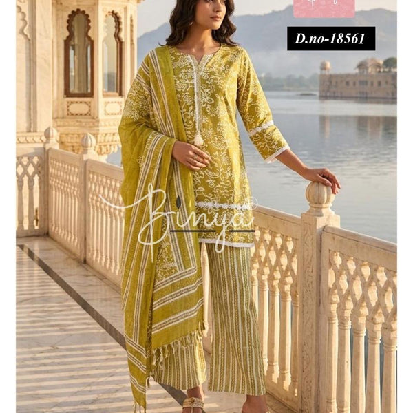 Charcoal Grey Printed Cotton Suit Set with Dupatta for Women | Ethnic Kurta Palazzo Set